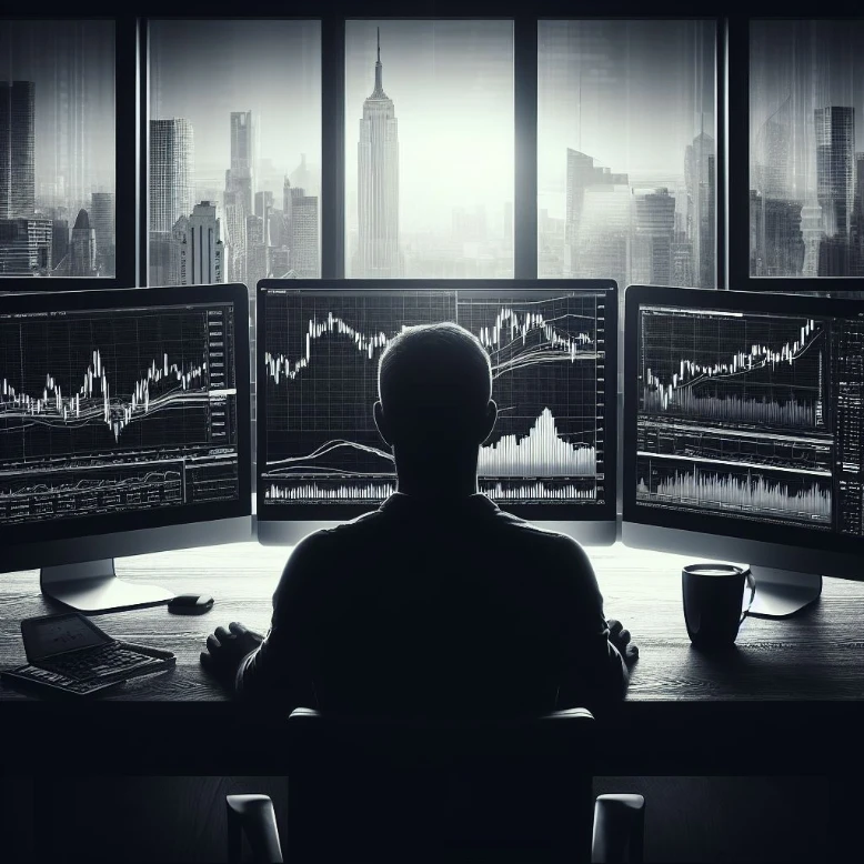 image of a trader in front of a computer using custom Indicator in MT4